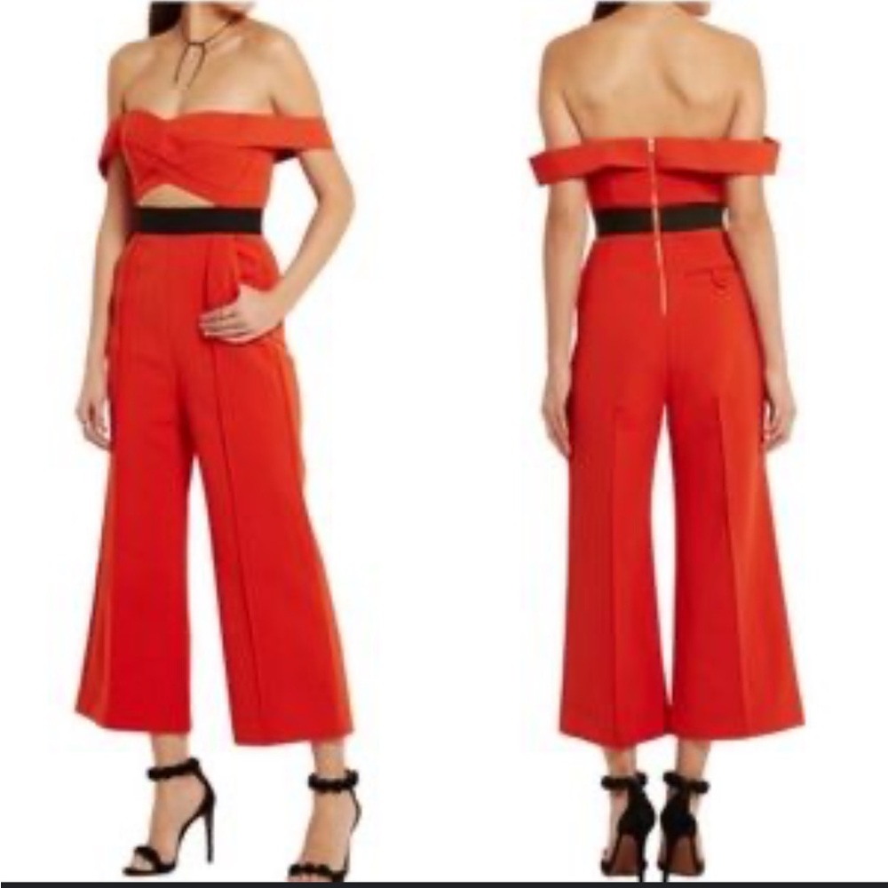 Self Portrait Off Shoulder Cutout Jumpsuit